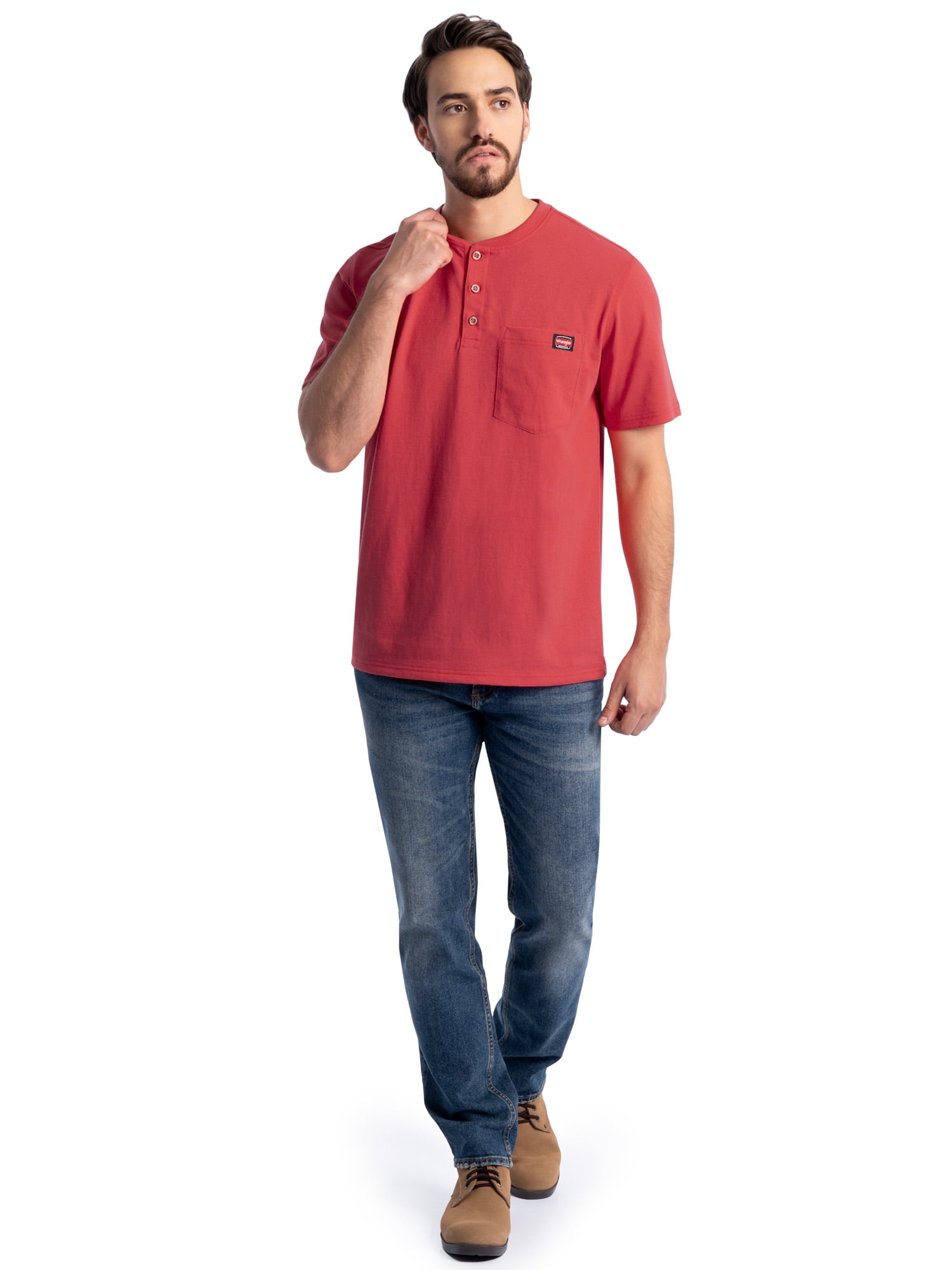 Wrangler Short Sleeve Henley Pocket Work Shirt