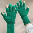 thumbnail image 2 of comerut 1 Pair Women Gloves Knitted 2-Fingerless Touchscreen Stretchy Soft Wrist Hands Protection Solid Color Winter Thermal Women Motorcycle Riding Gloves for Outdoor, 2 of 8
