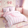 thumbnail image 2 of Manfei Pink Alphabet Print C 7pcs Queen Bedding,Minimalist Geometric Striped Bedding Comforter Set Queen,Pink Reversible, 2 of 7