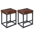 thumbnail image 3 of Duhome Elegant Lifestyle 24" Counter Height Bar Stools Set of 2 with Metal Legs, Backless Counter Stools Faux Leather, Dark Brown, 3 of 9