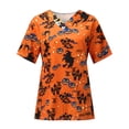 thumbnail image 1 of LSLJS Women Hauts de Mode pour Femmes à Manches Courtes Col en V Uniforme de Travail Impression Halloween avec Poche Blouse Tops, Halloween Tops for, 1 of 4