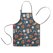 Blue Baseball Stadium Pattern Kids Aprons for Girls and Boys,Adjustable Neck Strap Toddler Aprons for Kids Cooking Baking