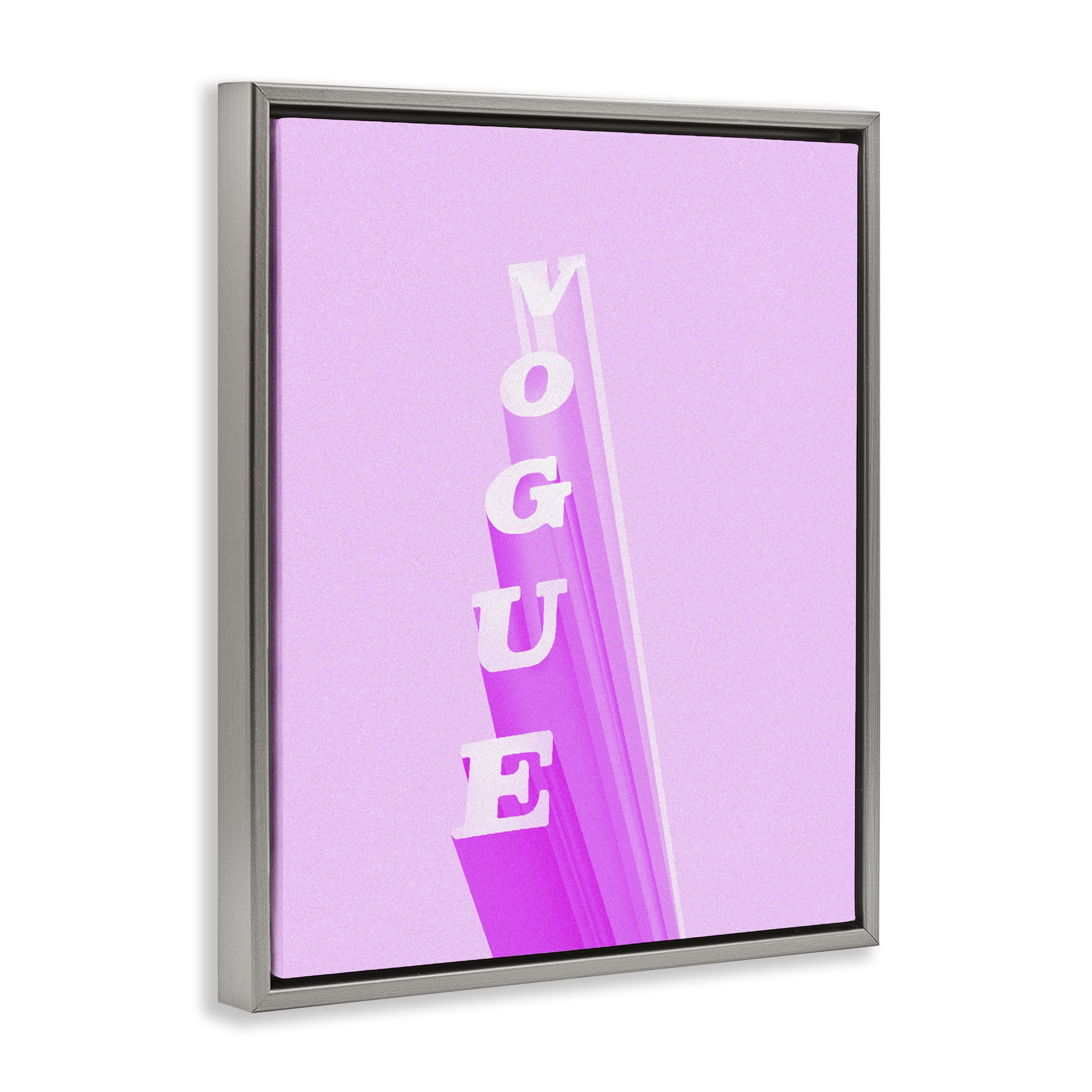 Stupell Industries Pink Vertical Glam Lettering Gray Framed Floater Canvas Wall Art, design by Ziwei Li