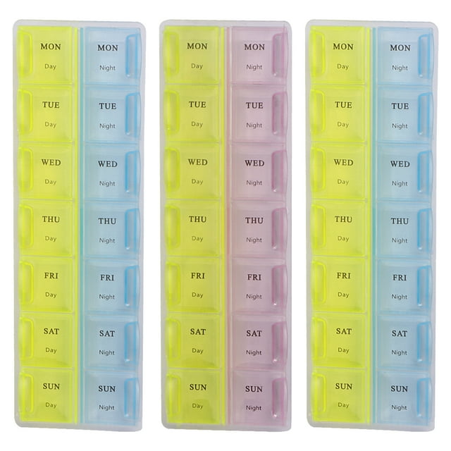 MasteelfCA 3 Pcs Boîte à Médicaments Double Rangée 14 Compartiments Boîte à Médicaments Portable 7 Jours