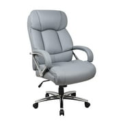 Office Factor Leather Office Chair, Fully Adjustable Big and Tall Office Chair, Swivel Office Chair with Castor Wheels, 500 Lbs Rated Leather Executive Chair (Gray)