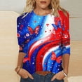 thumbnail image 4 of Htigea Fourth of July Tops for Women 3/4 Sleeve 1776-2026 Shirts Red White and Blue Print Tees Independence Day 250th Anniversary T-Shirts 04 Multicolor XXXXXL, 4 of 7