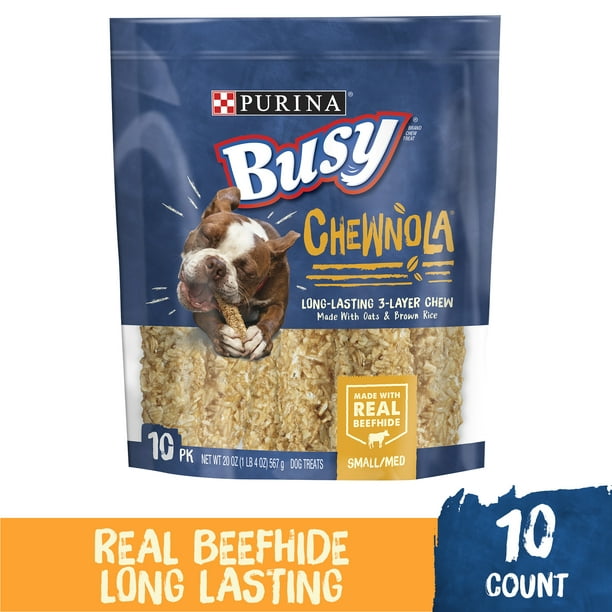Purina Busy Rawhide Small/Medium Breed Dog Bones, Chewnola With Oats