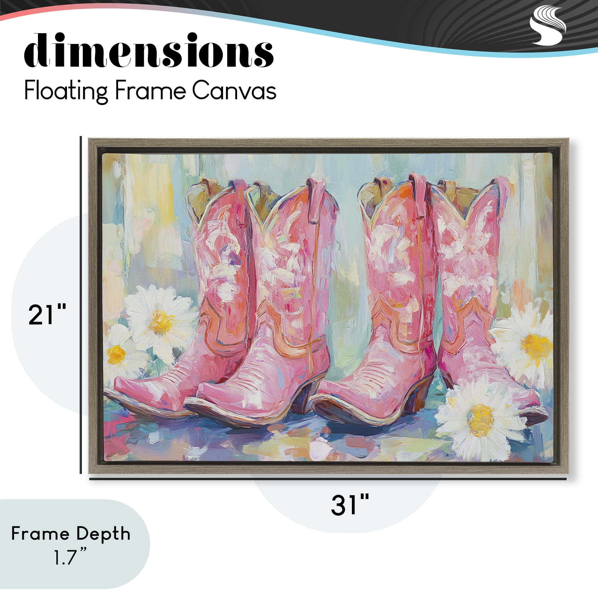 Stupell Industries Pink Cowgirl Boots Pairs Brown Framed Floater Canvas Wall Art, design by Tina LeCour