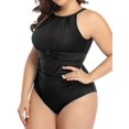 thumbnail image 3 of Plus Size Swimsuit Women One Piece Swimsuit Tummy Control High Neck Bathing Suit Ruched Swimwear, 3 of 6