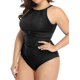 thumbnail image 3 of Traje de baño de talla grande para mujer, traje de baño de una pieza con control de abdomen, traje de baño de cuello alto, traje de baño fruncido, 3 of 6