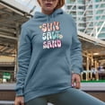 thumbnail image 2 of Distressed Keep on Shining - Boho Butterfyl Art Merch Gift, Light Blue Hooded Sweatshirt or Hoodie, Medium, 2 of 5