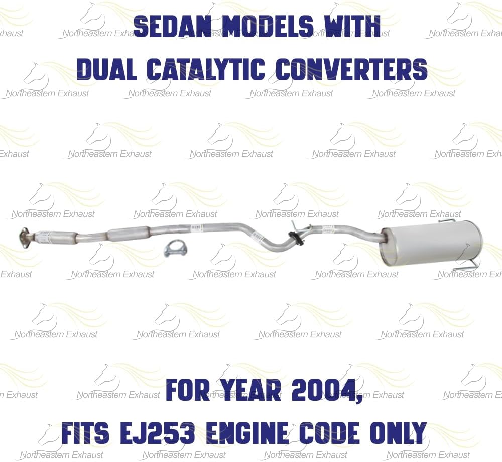 Northeastern Exhaust Stainless Steel Resonator Pipe & Muffler System Kit Fits 2003 Subaru Baja 2.5L SUV – Direct Fit