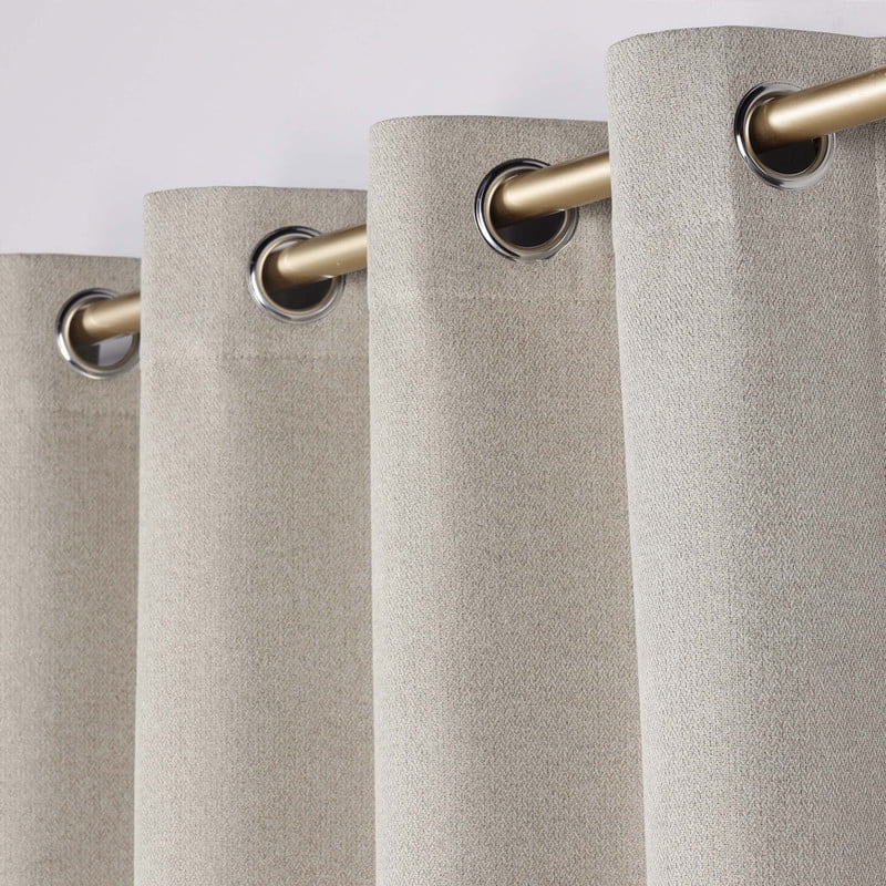 Superior Nyan 100% Blackout Curtains Set of 2, Grommet Header Curtain Panel Pair, Oatmeal Beige, 52"W x 96"L