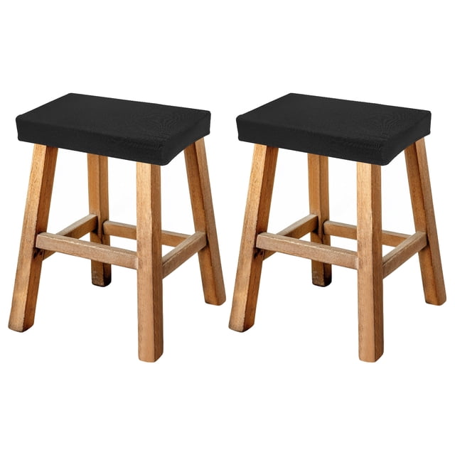Funda de taburete de bar Uxcell rectangular, estirable y lavable, funda de asiento para taburete de barra con banda elástica para banco de madera o metal (Negro, 2 piezas)