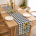 thumbnail image 6 of Sunflowers Cotton Linen Table Runner for Dining Kitchen, Spring Summer Bees Floral Black Plaid Wedding Outdoor Party Tablerunners Decoration, Dresser Scarf Coffee Tablecloth Runners 13x108 Inches, 6 of 9