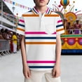 thumbnail image 2 of oqasdz Carnival Boys Striped Polo Shirt with Buttons Elegant Lapel Pocket Top for and Youth Stylish Party Lightweight Soft Durable Summer Dailywear, 2 of 4