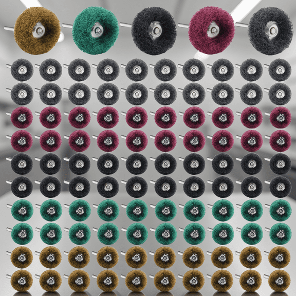 100-Piece Abrasive Polishing Wheel Set, 1 Inch Buffing Wheels 3mm Shank for Rotary Tools, 5 Grits 120 180 320 400 600