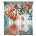 thumbnail image 6 of Teal and Orange Orchid Shower Curtain Reflection Floral Tropical Flower Leaf Painting Zen Decor Fabric Set Polyester Waterproof 72x72 Inch 12 Pack Plastic Hooks WW-T8X3, 6 of 6