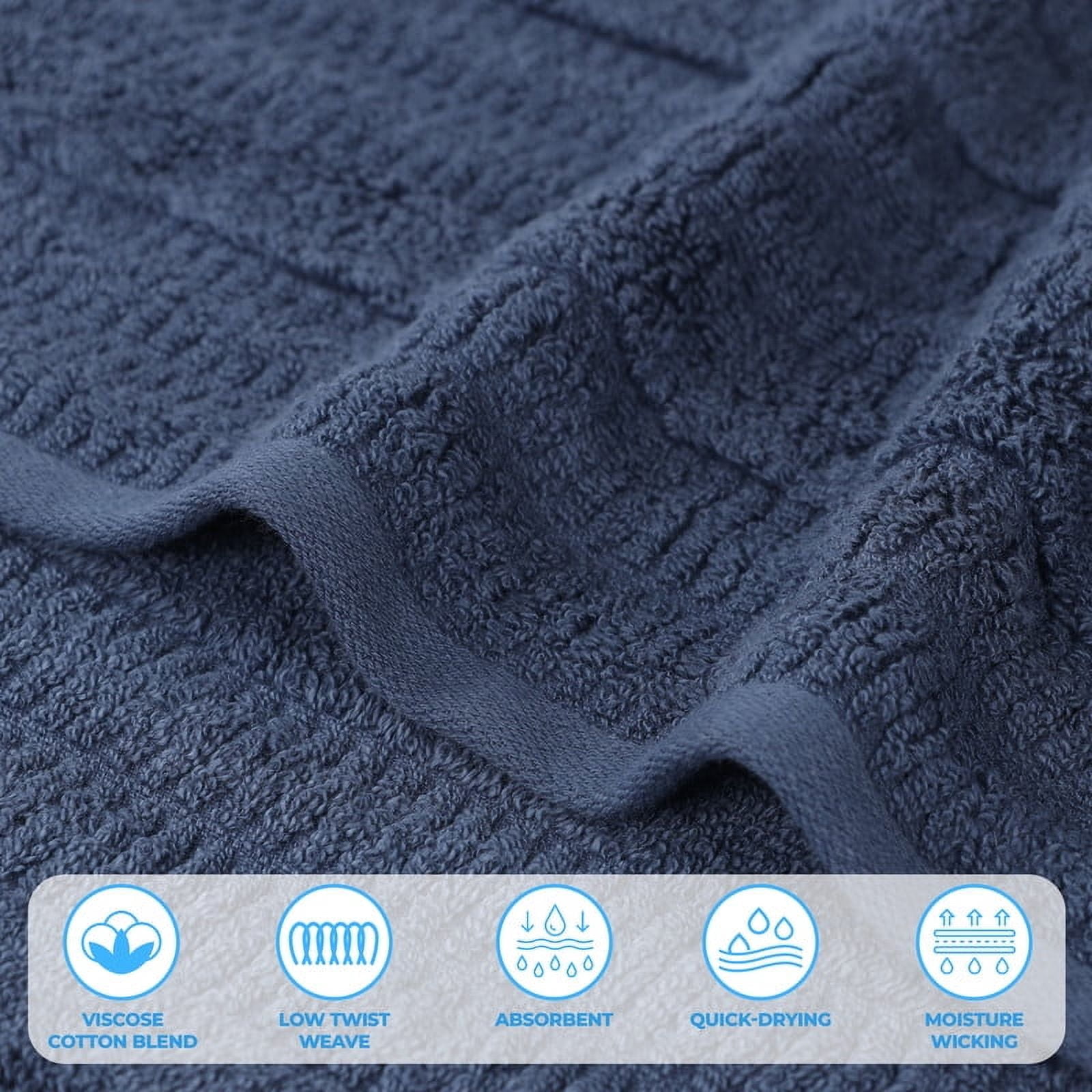 Superior Mika Smart Twist Cotton Medium Weight Bath Sheets, Set of 2, Quick Dry Towels, Navy Blue