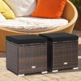 thumbnail image 2 of Costway 2PCS Patio Rattan Ottomans Seat Side Table Storage Box Footstool with Cushion Black, 2 of 10