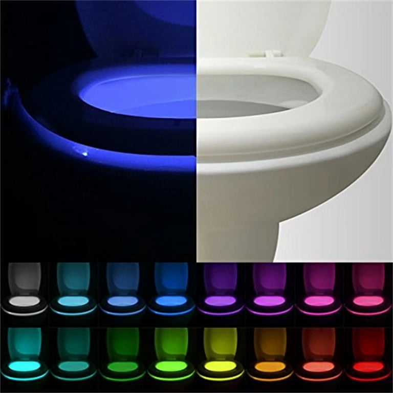 VINTAR 2 Pack 16 Color Toliet Night Light Motion Sensor LED Multi-Color  Toilet Light Toilet Motion Activated, 5-Stage Dimmer, Light Detection, Cool