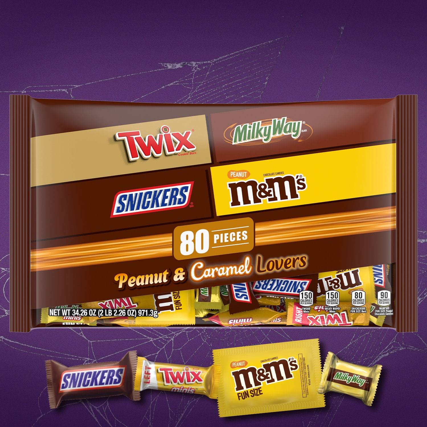 Assorted Mini Twix/M&M/Snickers, Variety Pack, Multi-Coloured, 292-g,  25-pk, Candy for Halloween