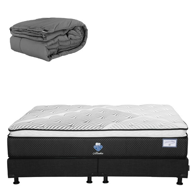 Colchón King Size Alaska Spring Air + Box + Edredón Homy