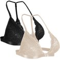 thumbnail image 1 of Brasier Triangular Bordado para Mujer, Cierre Frontal, sin Varillas, Ligeramente Forrado, Encaje Black+ Pale Malve XL Black+ Pale Malve XL Xishao ropa, 1 of 2
