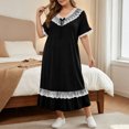 thumbnail image 2 of Stamzod Long Nightgowns for Women Plus Size Fashion Cute Lace Ruffled Versatile Night Gown Casual Loose Short Sleeve Pajama Dress XXXXL, 2 of 6