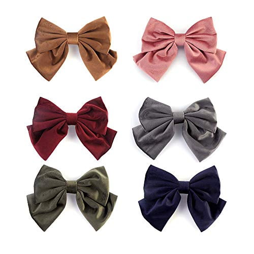 JIAHANG Velvet Hair Bow Clips Thick Hair Velour Big Bowknot  Barrettes，French Sty 
