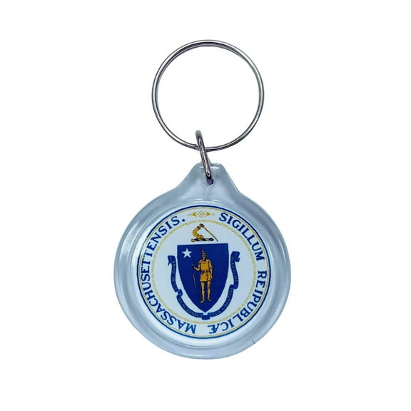 Round Acrylic Keychain - State Seal Massachusetts - USA | Lightweight Travel Keepsake, Collectible Souvenir, Everyday Key Accessory