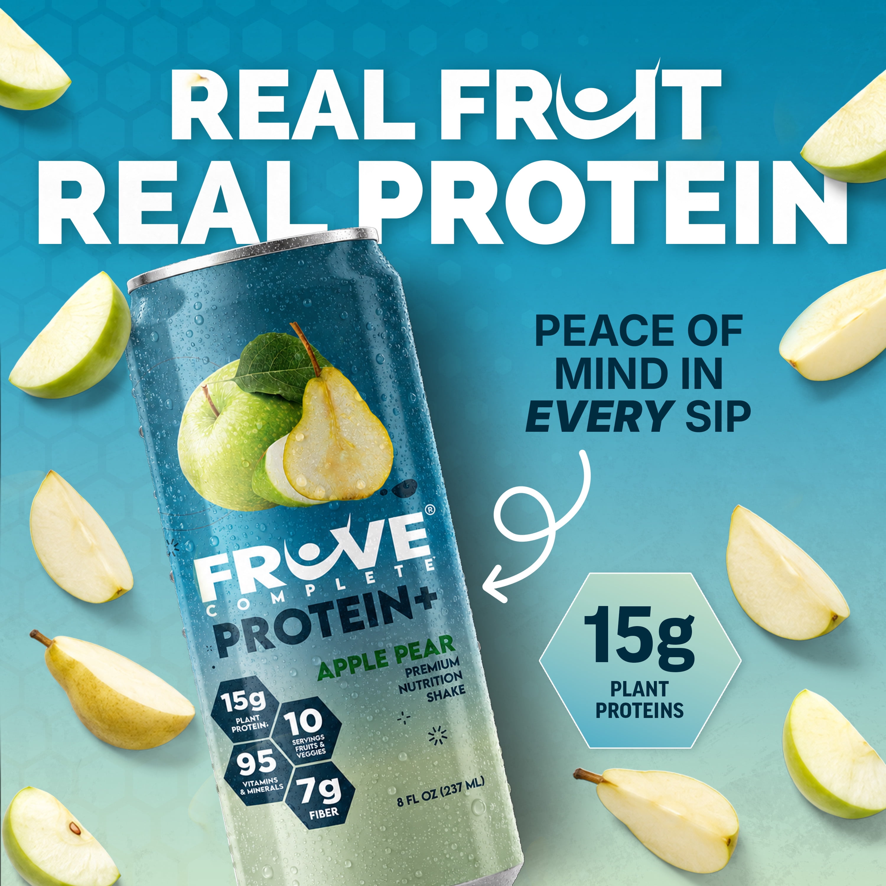 Fruve Complete Protein Nutritional Drink, Apple Pear, 8 fl oz, 4 Pack