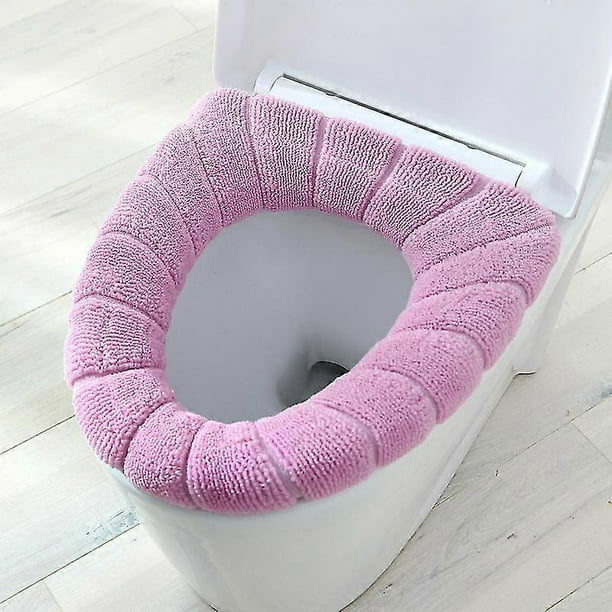 Funda de asiento de inodoro más gruesa y cálida, cojín de tela suave, elástica y lavable.
