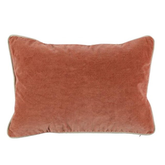 Benzara BM228839 Rectangular Fabric Throw Pillow with Solid Color & Piped Edges, Pink
