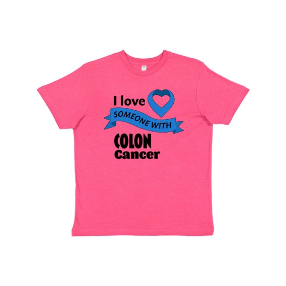 Inktastic I Love Someone with Colon Cancer Blue Heart Ribbon Youth T-Shirt