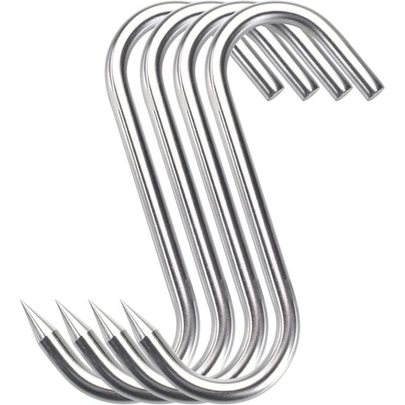 12mm Heavy Duty Meat Hooks,HONSHEN 8 inch S-Hooks Stainless Steel Meat Processing Butcher Hooks, Pack of 4
