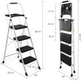 thumbnail image 5 of 4-Step Ladder with Tool Platform, Wide Anti-Slip Platform & Thick Rubber Feet - Lightweight Heavy Duty Foldable & Portable - 330 lbs Capacity, Rubber Handgrip, Folding Step Stool - White, 5 of 7