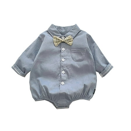 

EUMODR Unisex Baby Baby Things for Girls Baby Girls Boys Autumn Solid Long Sleeve Bow Tie Romper Bodysuit Clothes