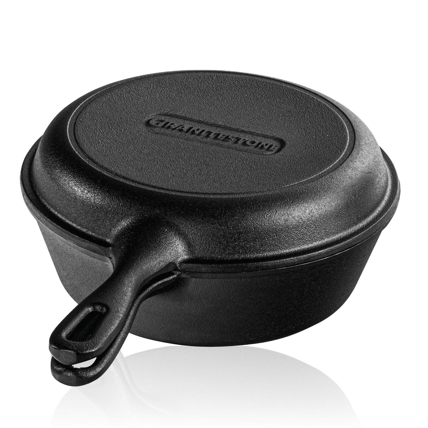 Granitestone Cast Iron 2-in-1 Cooker Set – Heavy Duty Pre-Seasoned 3 Qt Pan with 10” Skillet Lid