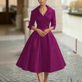 thumbnail image 2 of CAIXIA Women's Vintage Tea Dress Fall Fit and Flare 3/4 Sleeve Elegant Cocktail Party Formal Church Dresses 2026,Purple, 2 of 6