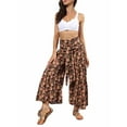 thumbnail image 1 of Women Boho High Waist Wide Leg Pants Summer Casual Flower Print Palazzo Flowy Front Ties Beach Trousers Bohemian Clothes, 1 of 7