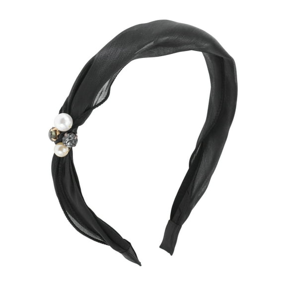 Unique Bargains 1 Pc Faux Pearls Headbands for Women Black