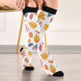 thumbnail image 5 of FORMRS Womens Knee High Socks Casual Long Thick Travel Daily Wear, 2 Pairs, Blue Leaves, 5 of 6