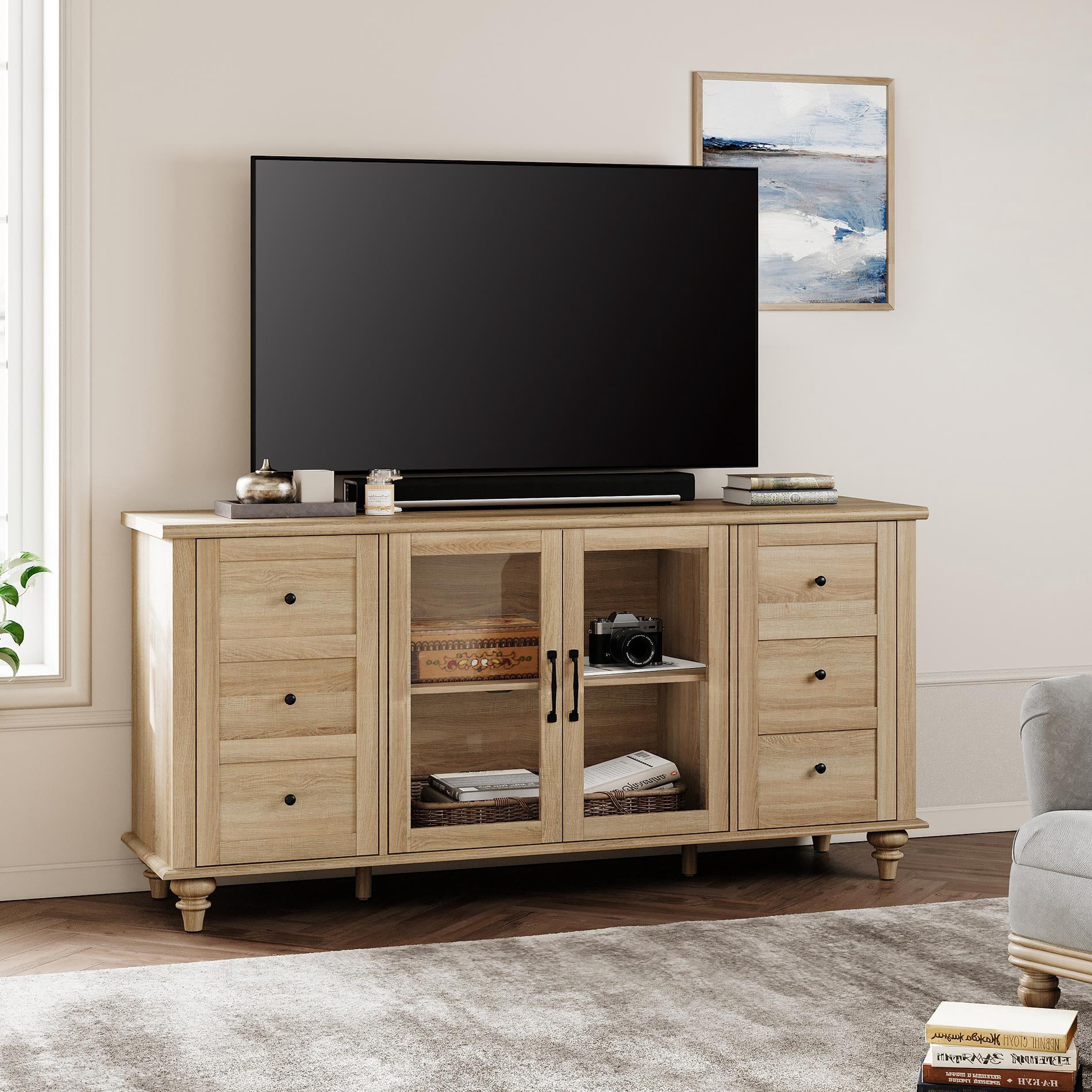 Wampat Farmhouse Sideboard, Wood Oak