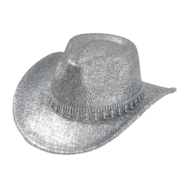 Sombrero de vaquero, elegante accesorio para la cabeza, transpirable, estilo vintage, gorra vaquera. Plata