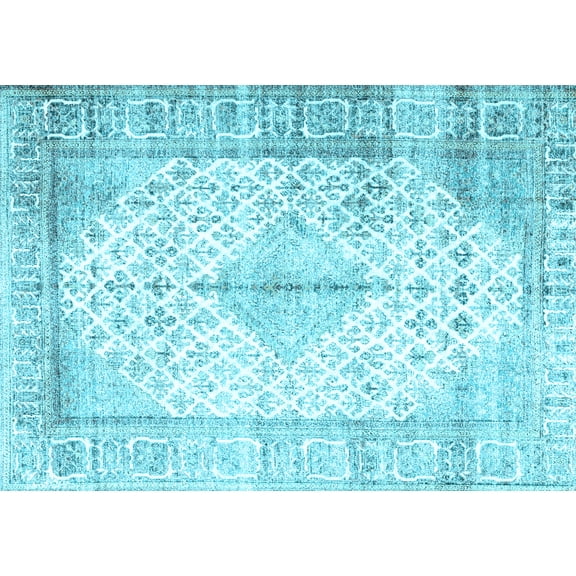 Ahgly Company Indoor Rectangle Persian Light Blue Traditional Area Rugs, 5' x 7'