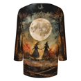 thumbnail image 5 of Trgacdwlo S-5XL Halloween Shirts for Women Vintage Ghost Pattern V Neck 3/4 Length Sleeve Womens Tops Fall Funny Pumpkin Ghost Pullover Shirts, 5 of 7