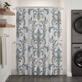 thumbnail image 3 of Xipuska Blue Tan Flower Shower Curtain - Water Repellent Fabric Shower Curtains Washable, Abstract Vintage Ethnic Tribal Boho Decorative Polyester Cloth Bathroom Curtains Modern Bath Decor 72"x72", 3 of 6