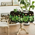 thumbnail image 2 of St. Patricks Day Tablecloth 60×60 Inch Round, Clover Shamrock Hat Black Washable Table Cover for Party Picnic Dinner Decor, 2 of 6