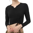 thumbnail image 1 of FAIWAD Long Sleeve Yoga Tops for Womens Adjustable Drawstring Side Ruched Athletic Slim Stretch Tops, 1 of 5